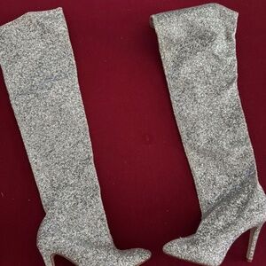 Glitter over the knee high boots